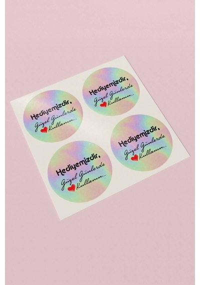 Hediyemizdir Holografik Etiket 3x3cm St2347 Çok Renkli