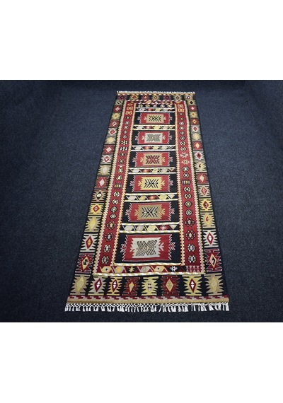 Zehra Abla Halı Yeni El Dokuma Otantik Karabağ Yolluk Yün Kilim 6934 Çok Renkli