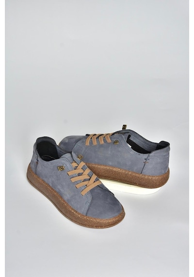 Fox Shoes V999060501 Mavi Hakiki Deri Nubuk Kadın Spor Ayakkabı Sneakers Mavi-nubuk