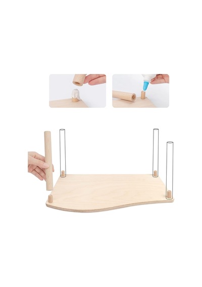 Hamster Play Ahşap Platform Yemek Kasesi İçecek Şişesi Ve Diğer Kafes Aksesuarları İçin Dalga - 17,78 Cm Yükseklik