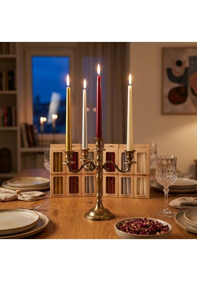 4pcs Candle Metalik Renkler Şamdan Mum 25cm 5570 Default