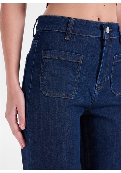 Jeep Mavi Kadın Bol Kesim Yıkamalı Denim Pantolon J5wl-pnt7119 Koyu İndigo