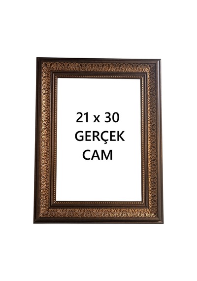 A4 Belge Diploma Sertifika Çerçevesi 21x30 Gerçek Cam Dekoratif Kahve Rengi Gold Çerçeve Kahverengi Gold