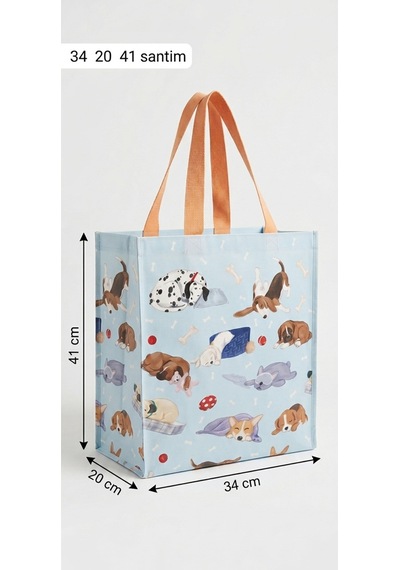 Tkmaxx Köpek Desenli Alışveriş Çantası Mavi