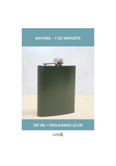 Haki Paslanmaz Çelik Sızdırmaz 7 Oz Matara Çok Renkli