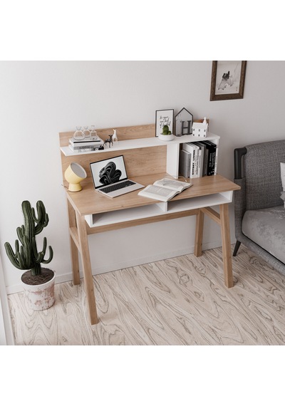 Mezza 1934 Desa 120 Cm Mdf Profil Ayaklı Çalışma Masası Sepet-Beyaz