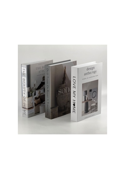 3lü Kitap Görünümlü Dekoratif Saklama Kutusu Seti, İskandinav Tarz Minimalist Tasarım Ev Dekor Set3