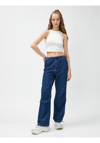 Koton Crop Atlet Halter Yaka File Detaylı Pamuklu Ekru 3sal30192ık 3SAL30192IK010