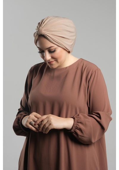 Hürrem Bone Sütlü Kahve Pratik Hazır Geçmeli Tesettür Bone Sandy Pileli Salaş 2121 26 Sütlü Kahve Sütlü Kahverengi