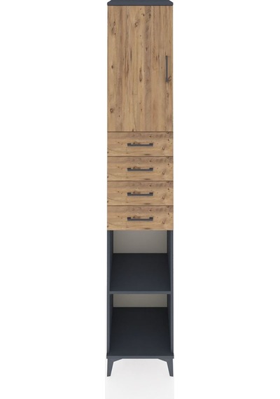 Hyperion Dolap 4 Raflı 4 Çekmeceli Tek Kapaklı 44x44x243 Antr... Antrasit
