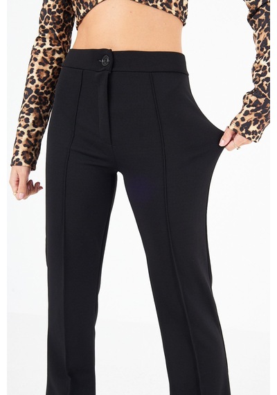 Lesa Wear Kadın Siyah Palazzo Pantolon Oversize Kesim Siyah