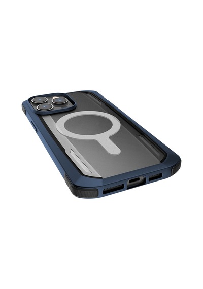 Apple Uyumlu iPhone 14 Pro Max Kılıf Magsafeli Raptic Secure Serisi Çift Kat Tpu Kenarlı Şeffaf Kapak Lacivert
