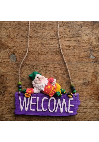 Welcome Kapı Süsü Mor 12x19