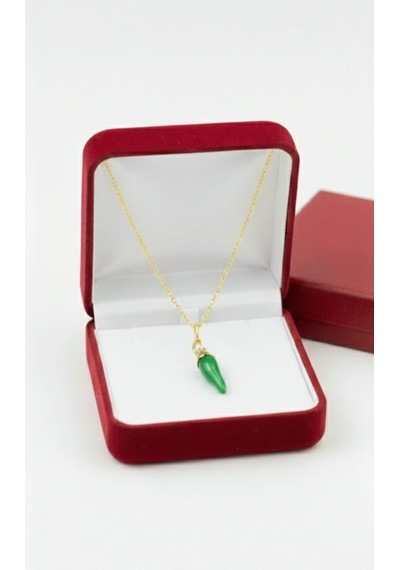 Çekirdekjewelry 925 Ayar Gümüş Yeşil Biber Kolye Yeşil
