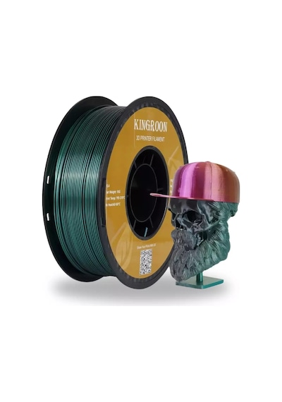 Kingroon Çift Renk Siyah - Yeşil Pla Silk Filament 1.75 Mm 1000gr