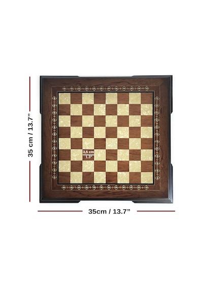 Flat Ayaklı Ahşap Satranç Tablası Küçük Gül 35x35cm