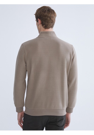 LC Waikiki Lc Waıkıkı Kahverengi Fermuarlı Dik Yaka Erkek Sweatshirt