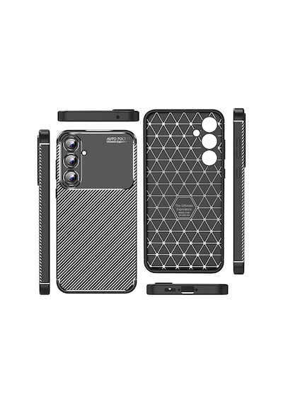Samsung Galaxy Uyumlu A55 Kilif Karbon Tasarim Negro Silikon Kapak