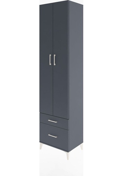 Hyperion Dolap 5 Raflı 2 Çekmeceli 2 Kapaklı 60x44x243 Antras... Antrasit