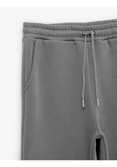 Koton Üç İplik Şardonlu Cepli Beli Bağcıklı Jogger Eşofman Altı Gri 7wal40008ık