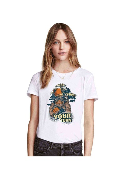 Your Turn Baskılı Beyaz Kadın Tshirt