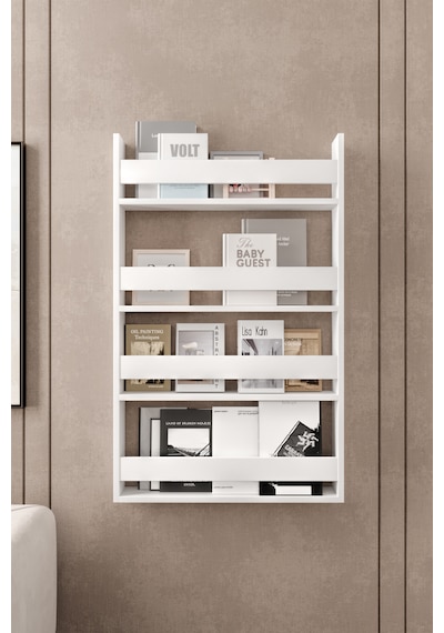 Afilli Montessori Çocuk Odası Kitaplığı Mdf Kitaplık 10x74x120 Cm Beyaz