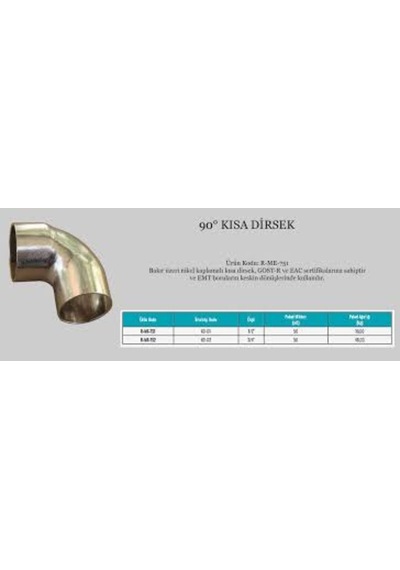 Emt Boru Kısa Tip 90 Derece Dirsek