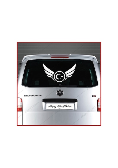 Kanatlı Ay Yıldız Türk Bayrağı Sticker Kanat Sticker Ay Yıldız