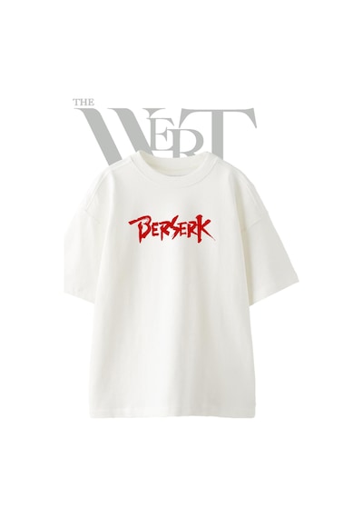 Thewert Berserk Tasarım Baskılı Ünisex Beyaz Oversize T-shirt
