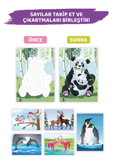Mert Bebek Sticker Puzzle Kitabı Hayvanlar 4-6 Yaş 170+ Sticker Eğitici Aktivite Kitabı