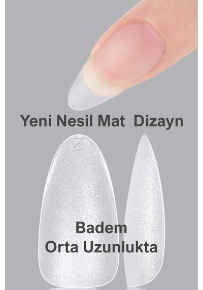 500 Adet Yeni Nesil Jel Destekli Orta Badem Takma Tırnak Seti Orta Badem