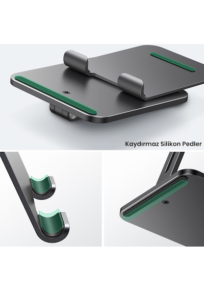 Ugreen Alüminyum Katlanabilir Masaüstü Telefon Tablet Apple Uyumlu iPad Standı Antrasit