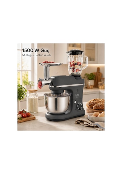 Fakir MixyTrio 1500 W 3’ü 1 Arada Stand Mikser