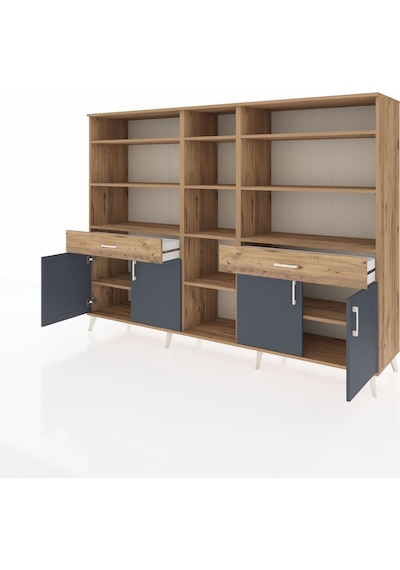 Hyperion Dolap 12 Raflı 2 Çekmeceli 4 Kapaklı 220x44x163 Çam-antr Çam-antrasit/çam Hyperion Dolap 12 Raflı 2 Çekmeceli 4 Kapaklı 220x44x163 Çam-antr Çam-antrasit/çam