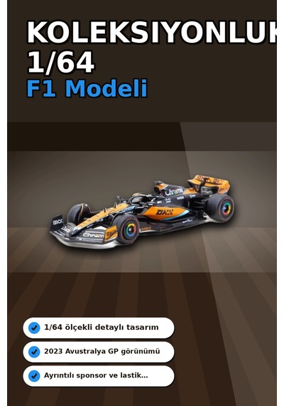 Oscar Piastri 1/64 Mclaren Mcl60 Diecast Model Araba - 2023 Avustralya Gp, Koleksiyonluk Bx-313342