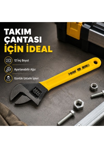 Sgs Kurbağacık Anahtar 12 İnç Ayarlı İngiliz Anahtarı