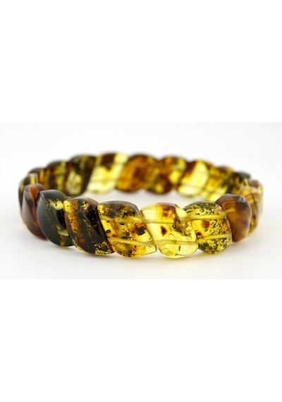 Kehribar Bileklik Fosilli Roleks Özel Tasarım Ambergold Blk23-47 Çok Renkli