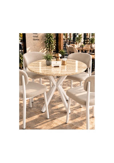 Mutfak Cafe Balkon Bahçe Restoran Yemek Masası 70x70 Beyaz Traverten Yuvarlak Traverten - Beyaz Traverten - Beyaz Mutfak Cafe Balkon Bahçe Restoran Yemek Masası 70x70 Beyaz Traverten Yuvarlak Traverten - Beyaz Traverten - Beyaz