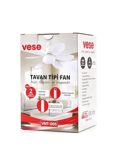 Bay 2in1 Tavan Vantilatör - Avize Lamba 40w Kumandalı 6knat Vnt-005 Bx40 Najmaddin