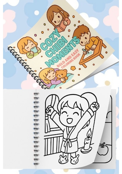 Cozy Anime Chibi Moments Bold And Easy 20x20 Cm Büyük Boyama Kitabı, Çocuklar Ve Yetişkinlere