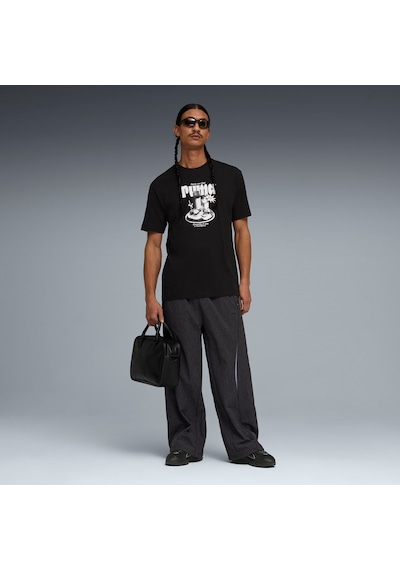 Puma Graphıc Breakfast Erkek Geniş Kesim Tişört 634432 01 Siyah