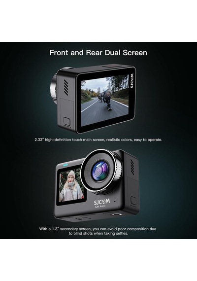 Sj11 Active Dual Screen 20mp 2.33 + 1.3 İnç 5ghz Wi-fi 4k Uhd H.265 Su Geçirmez Kasa 154 1300mah Aksiyon Kamerası S Genel