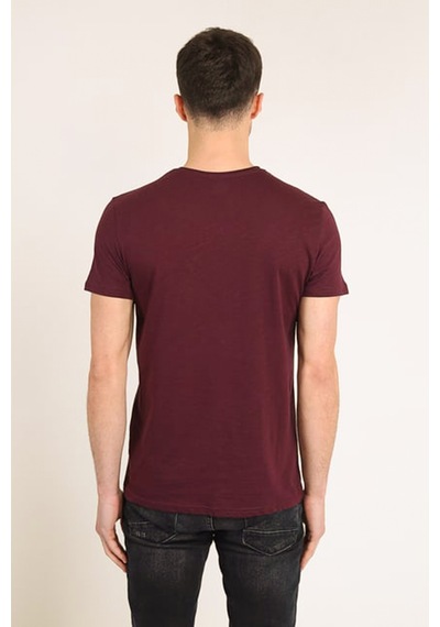 Erkek Bordo Slim Fit Bisiklet Yaka Basic T-shirt Bordo