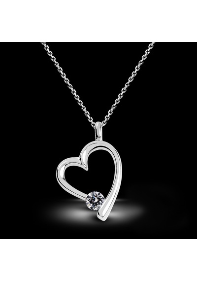 Kuyumcudukkani 4mm Zirconia Taşlı"kalp"kolye - 32112-w-w Beyaz