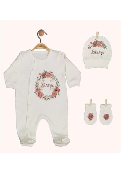 Pia Baby Gl 1937-02 İsme Özel Beşli Tulum Set Krem