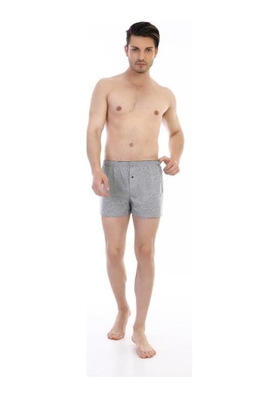 3 Adet Çift Kaplan Erkek Pamuklu Penye Boxer 805 Gri