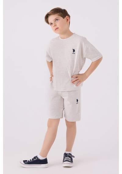 U.S. Polo Assn. Erkek Çocuk Bej Melanj Bermuda Takımı 5274-43666 Bej Melanj