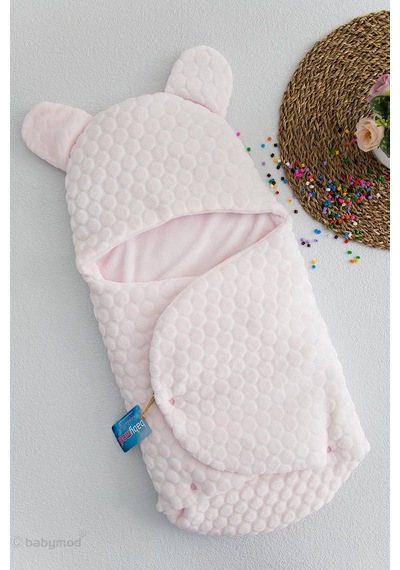 Kabartmalı Velboa Kız Bebek Kundak Pembe