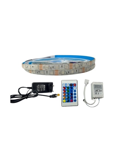Ir Kumandalı Rgb Şerit Led Set 5050 Ledli 3çipli 5metre Silikonlu 5 METRE