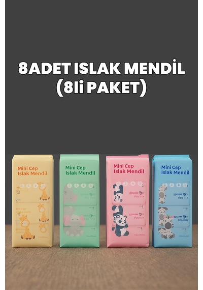 8'li Cep Islak Mendili - Taşınabilir Islak Mendili - Seyahat